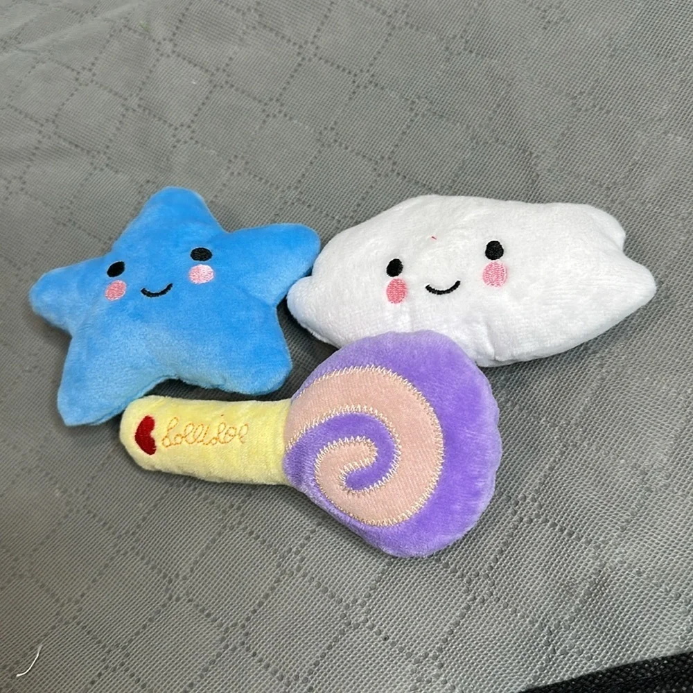 Vibrant Plush Cat Toy Set with Star Cloud Lollipop toy set of 3 NWT